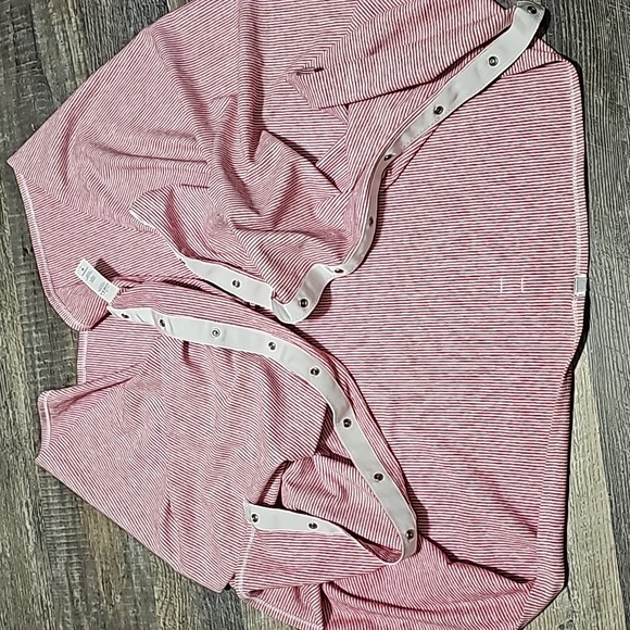 Lululemon Vinysas Versatile Red Striped Cardigan Scraf - Picture 7 of 10